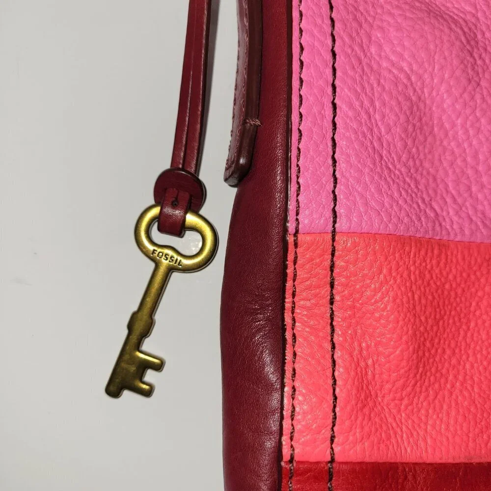 Fossil Emma Burgundy/Multi Colored Square Crossbody Bag One Size